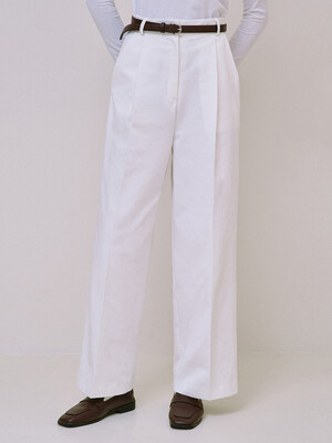 Basic Wide Cotton Pants [Ivory]