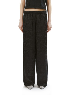 PATTERN SATIN TROUSERS (BLACK)