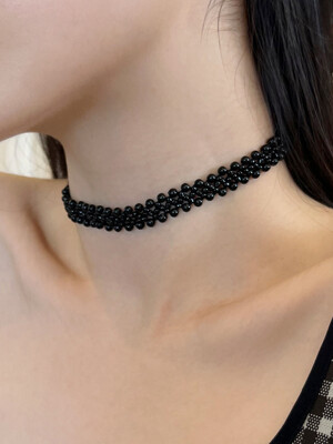black beads ball choker