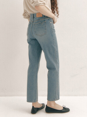 Heart Pocket Denim Pants _Straight Fit (Long/Short)