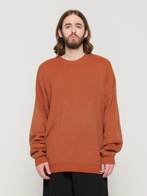 PEELING TWO-TONE OVER ROUND KNIT (CAMEL)