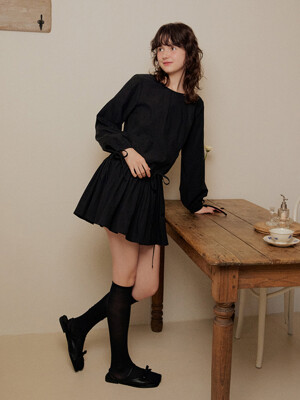 Reversible law string flare mini dress - black