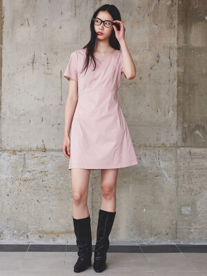 Back Tied Mini Dress  Light Pink (KE5371M10Y)
