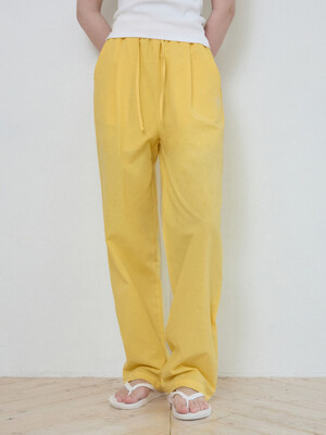 W/Linen Like Symbol Deep One-Tuck Pants_YELLOW(W25-PT11)