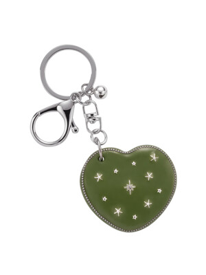 heart dia mirror key ring-khaki