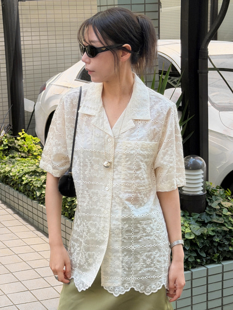 ECRU LACE SHIRT - CREAM