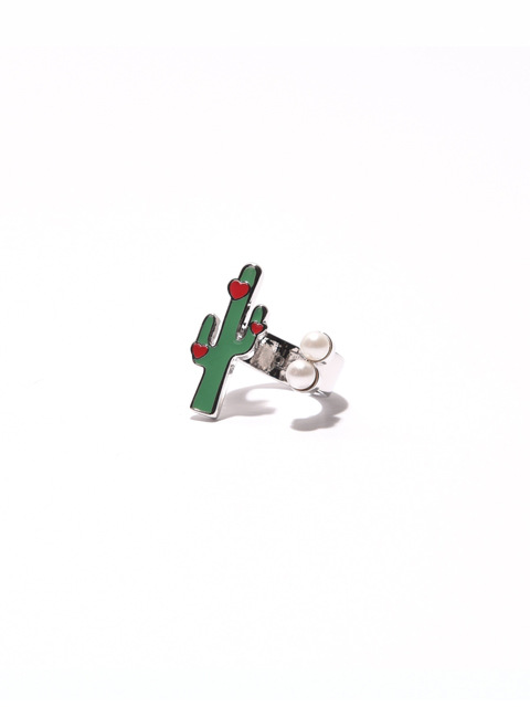 [PLAIN] CACTUS WITH PEARLS RING_SILVER