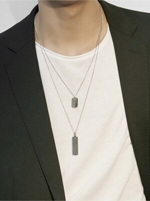 Rectangle long medal necklace