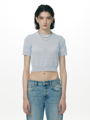 LL MIX CROP KNIT(SKY BLUE)
