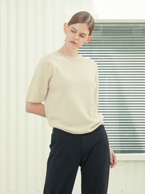 Cashmere Blended Round Neck Knit _Ivory