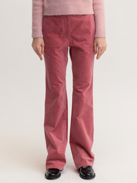 팬츠 - 르 (LE) - velvet texture flared pants (pink)