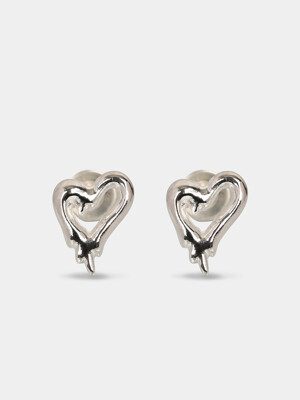 Melting heart earring (925 silver)