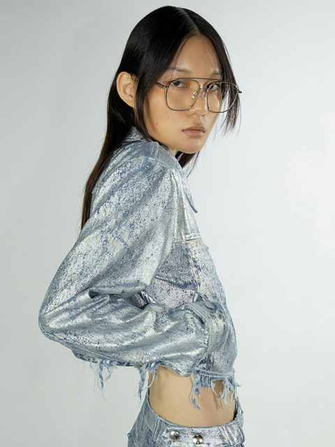 데님,데님 - 김미더영 (GIMMETHEYOUNG) - G_STONE DENIM JACKET / SILVER