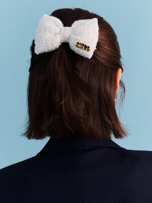 [단독]Puffy Tweed Ribbon Hair Pin