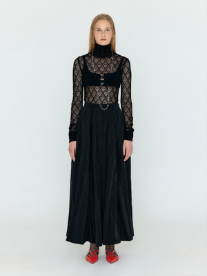 WICOLE Flared Maxi Skirt - Black