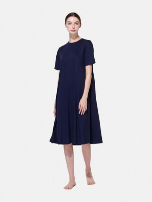 Glossy Tencel ™ Cotton Dress_Navy
