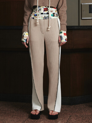 Flared Lounge Pants Beige Off-White