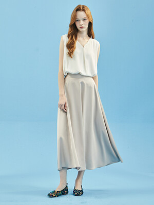 Satin Banding Skirt [PinkBeige]