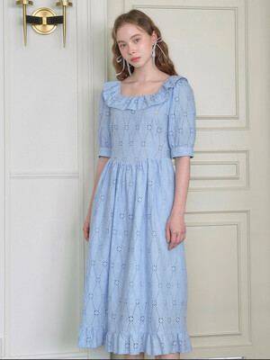 SKY BRODERIE ANGLAISE DRESS