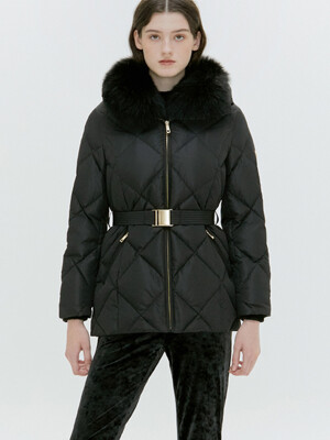 GOLD BUTTON GOOSE DOWN JACKET [IVORY][BLACK]
