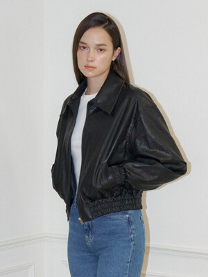 BLOUSON LEATHER JACKET_BLACK