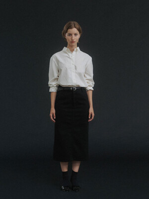 H-line long skirt (Washed black)