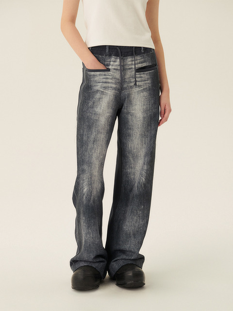 팬츠,데님,팬츠,팬츠 - 고코리 (GOCORI) - DENIM DIGITAL PRINTING PANTS - DARK GRAY 디지털프린팅 팬츠