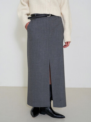 Wool Maxi Skirt Gray