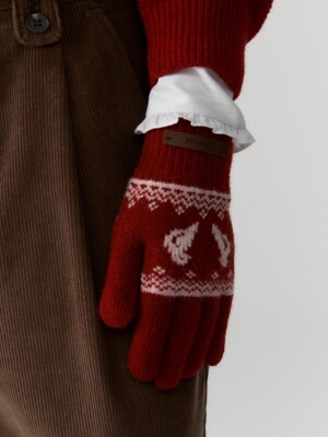 holiday knit gloves - red