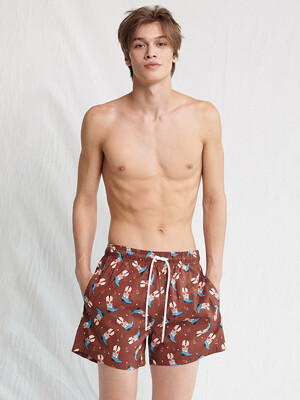 Rosy Western boots Swim Trunks - Mahogany brown