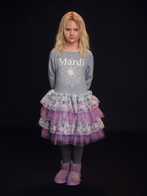 KIDS MULTI-LAYER DRESS FLOWERMARDI_FLOUBLUE