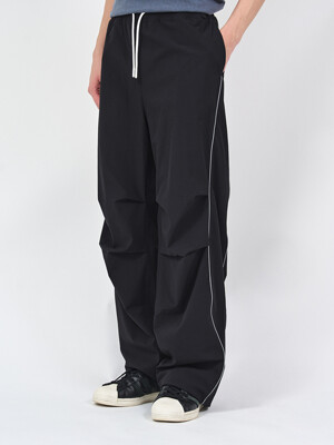 RIBSTOP CURVED PIPING TRACK PANTS BK