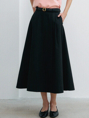 Classic Flare Long Skirt_Black