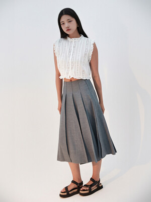 Multi Treaded Pleated Skirt - Khaki