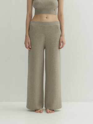 Cashmere 100% Ines Straight Knit Pants (Natural Beige)