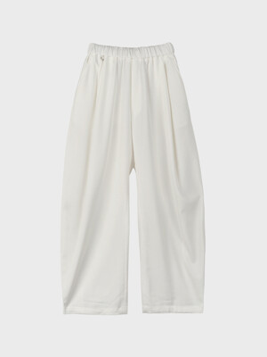 WIDE BALLOON CURVED PANTS_WHITE