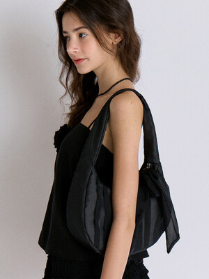 SHIRRING RIBBON BAG_BLACK