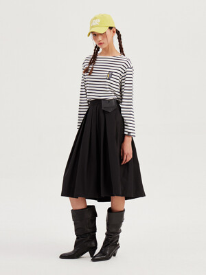 Pocket Point Flare Skirt (Leather Pocket Detachable)_LFKAA24240BKX