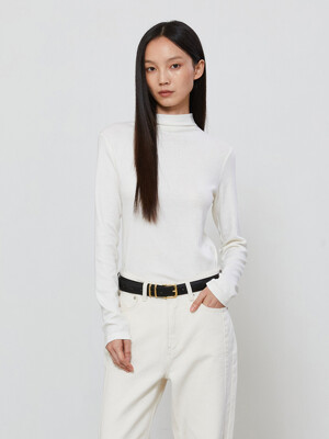 MOKE NECK TURTLE T-SHIRT - IVORY