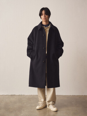 Cashmere Blend Handmade Classic Balmacaan Coat_Black