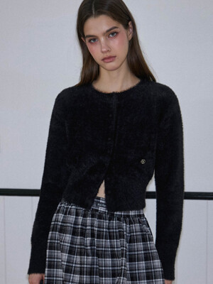 Fur Round Cardigan [Black]
