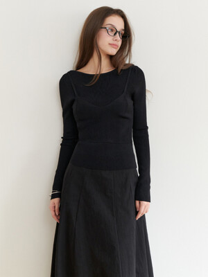 Villa bustier knit_2piece (black)