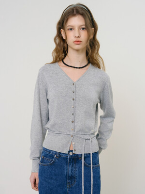 D Viscos Vneck String Cardigan_Gray