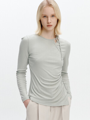 Asymmetric Strap T-blouse OLIVE GREEN