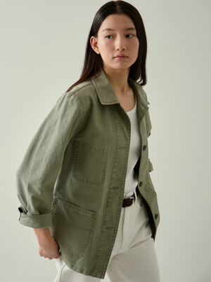 washed french work jacket (vintage olive)