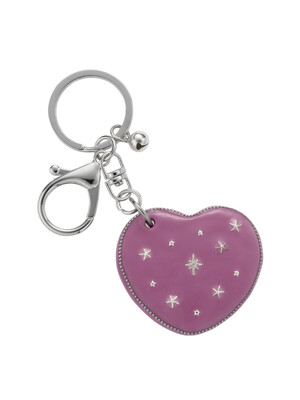 heart dia mirror key ring-purple pink