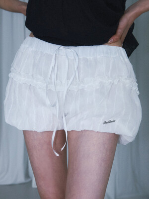 Lace Frill Pumpkin Shorts [White]