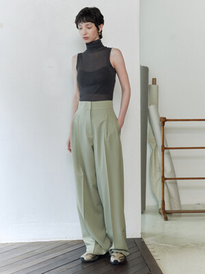 [리퍼브]SPRING TUCK WIDE PANTS(GREEN)