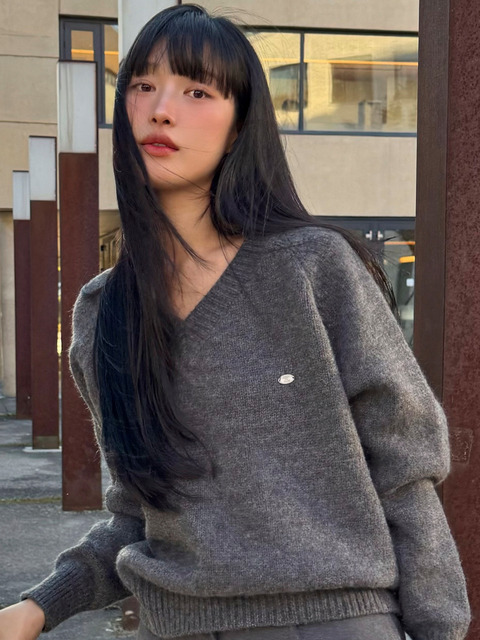 브아빗포우먼 루즈핏 클래식 브이넥 니트 3컬러 VW633