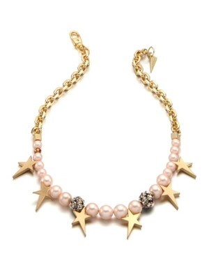 Starburst Pearl Crystal Point Necklace_PINK